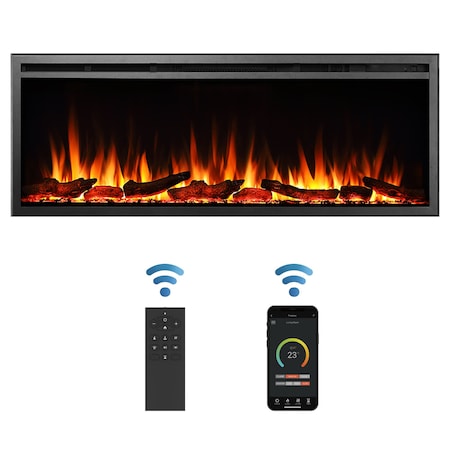 Edendirect 50'' Wall Recessed and Wall Mounted Electric Fireplace Black, Touch Control Panel, Remote Control EF287A
